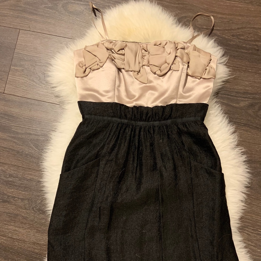 Max & Cleo Champagne and Black Cocktail Dress